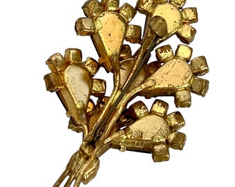 Broche Laiton Et Verre Aventurine – Bijou Vintage, Occasion Bon état