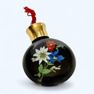 Vintage little perfume bottle made in glass with hand painted decoration