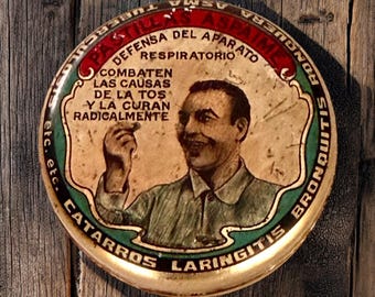 Vintage tin box for Aspaime pills for the throat and lungs