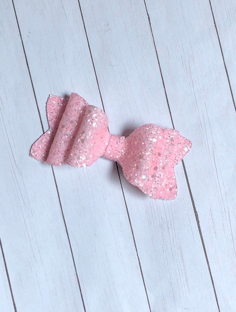 neon green hair bow summer hair bow, neon pink hair bow Girl headband stacked large sequin hair bow Large faux leather glitter hair bow