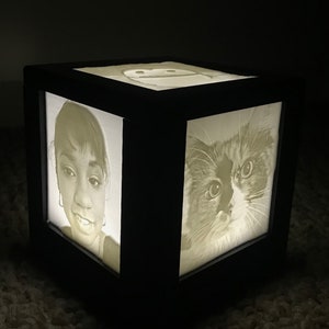Custom Lithophane 3D Printed Lighted Photo Cube
