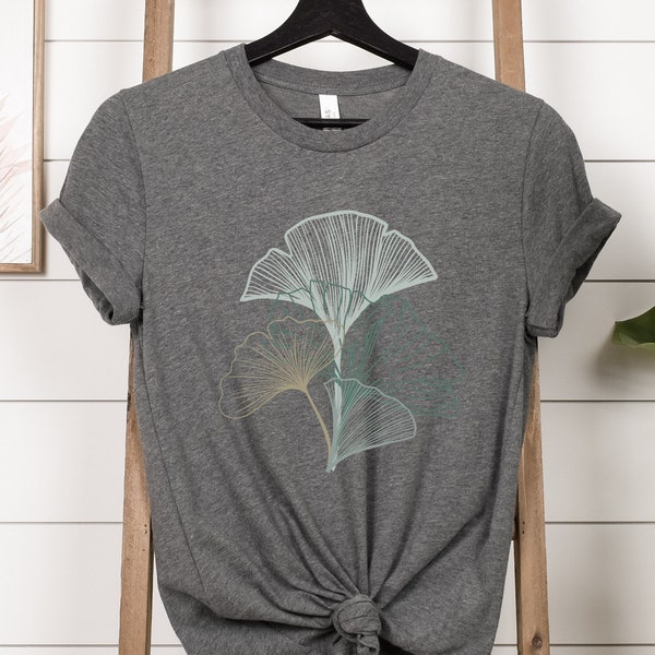 Plant Shirt ǀ Botanical Ginkgo Leaf Shirt ǀ Ladies Tee ǀ Cottagecore Tshirt for Women