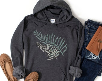 Fern Botanical Hoodie -  Minimalist Graphic Design Sweatshirt