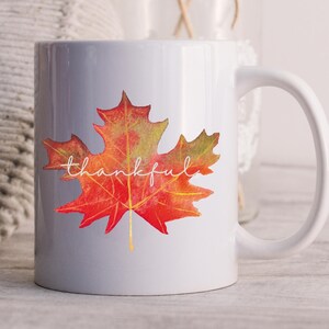 Dankbarer Becher Ènn Thanksgiving Herbst Maple Leaf Grafikbecher È Keramik 11 Unzen 15 Unzen Becher È Minimalistischer Herbst Becher