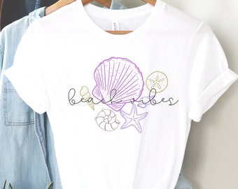 Beach Vibes Graphic Tee | Seashells, Starfish Summer Shirt
