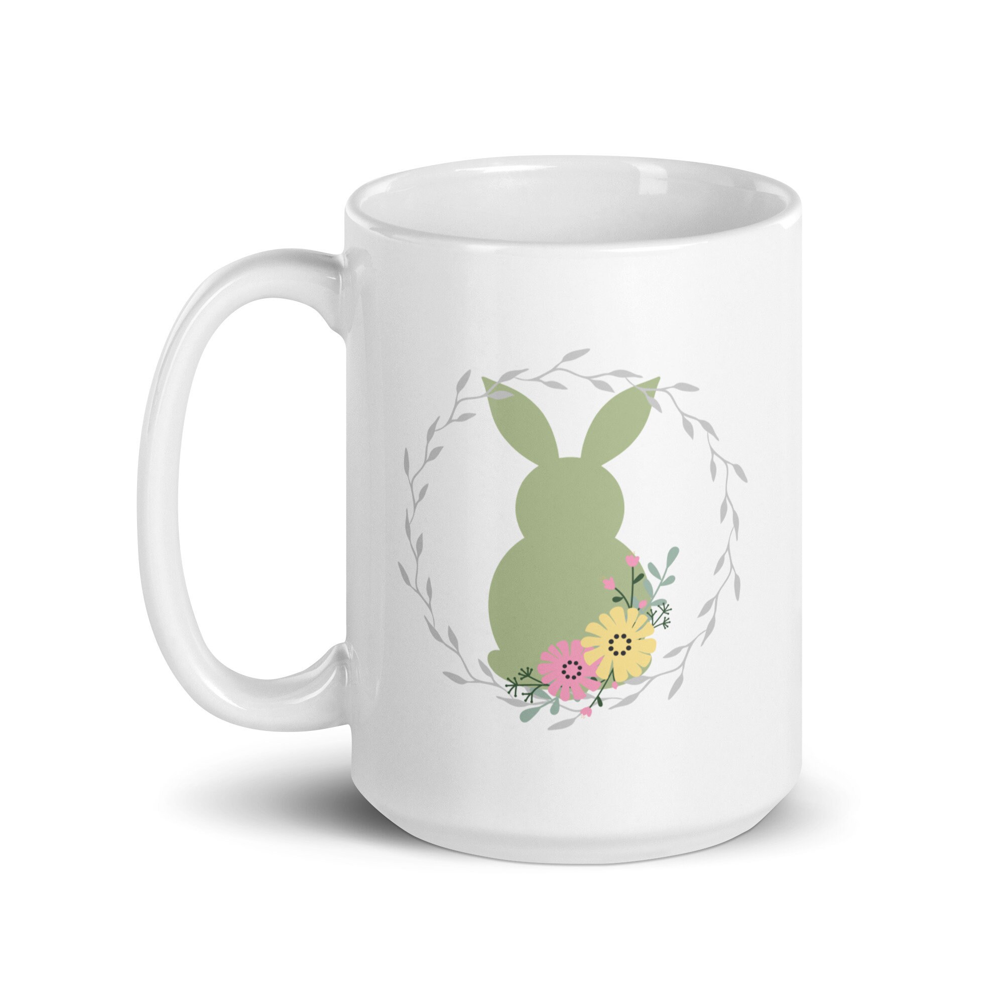 Discover Easter Mug Spring Floral Mug, Easter Bunny