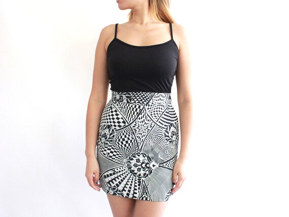 vintage 90s versace abstract monochrome skirt