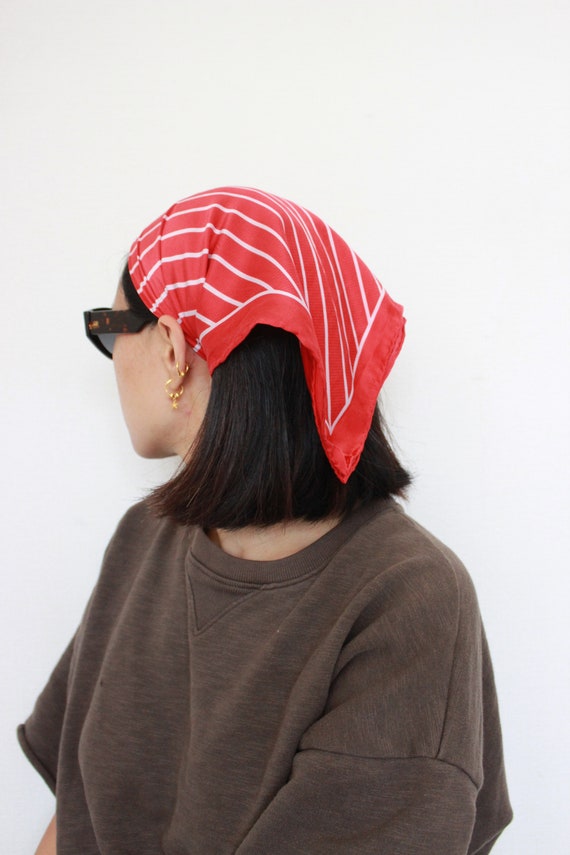 Vintage Red White Stripes Headscarf Bandana