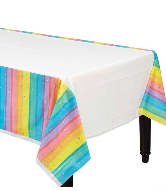 Rainbow Tablecloth Rainbow Themed Tablecloth Rainbow Etsy
