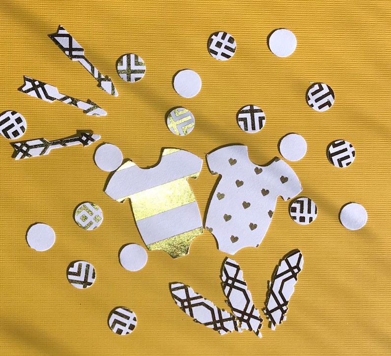 Gold Arrow Confetti Boho Party confetti Boho Baby Rompers Baby Shower Confetti Wild One Party Gold Arrow and Feather Confetti