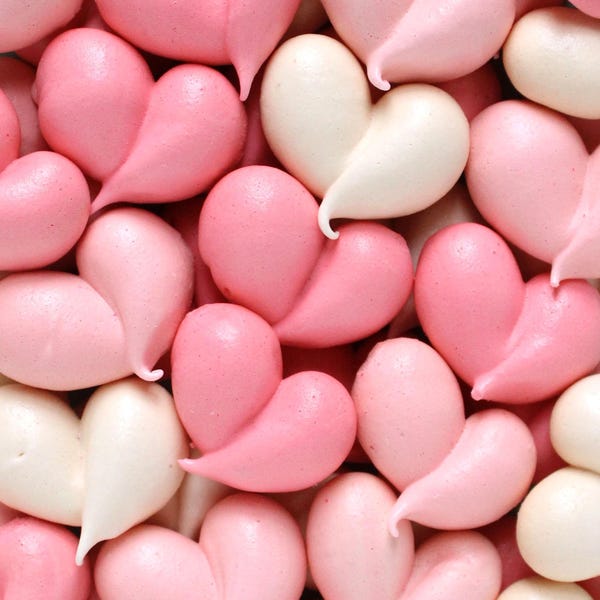 Heart Meringue Cookies  - Small Batch - Packaged in Bulk - 3" Pieces