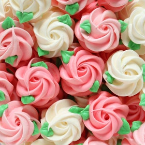 Rose Meringue Cookies - Small Batch - Packaged in Bulk - Made To Order - 1.5" Pieces