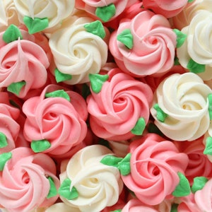 Rose Meringue Cookies Flowers Cookies Bridal Birthday Party Favor Meringue Edible Spring Mother's Day imagem 1