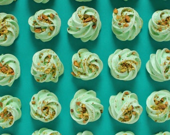 Pistachio Meringue Cookies - Party Favor - Cookies - Edible - Gift - Thank You - Birthday - Bridal - Spring - Mother's Day