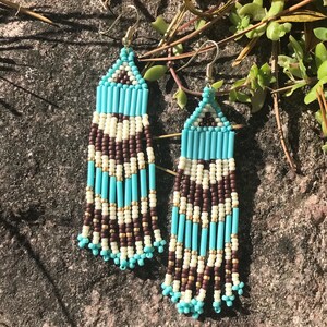 Turquoise seed bead earrings