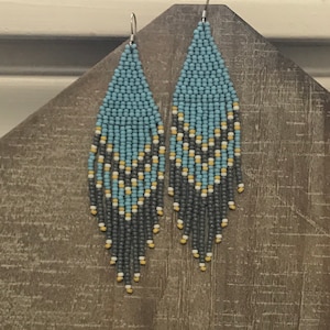 Blue Seed Bead Earrings