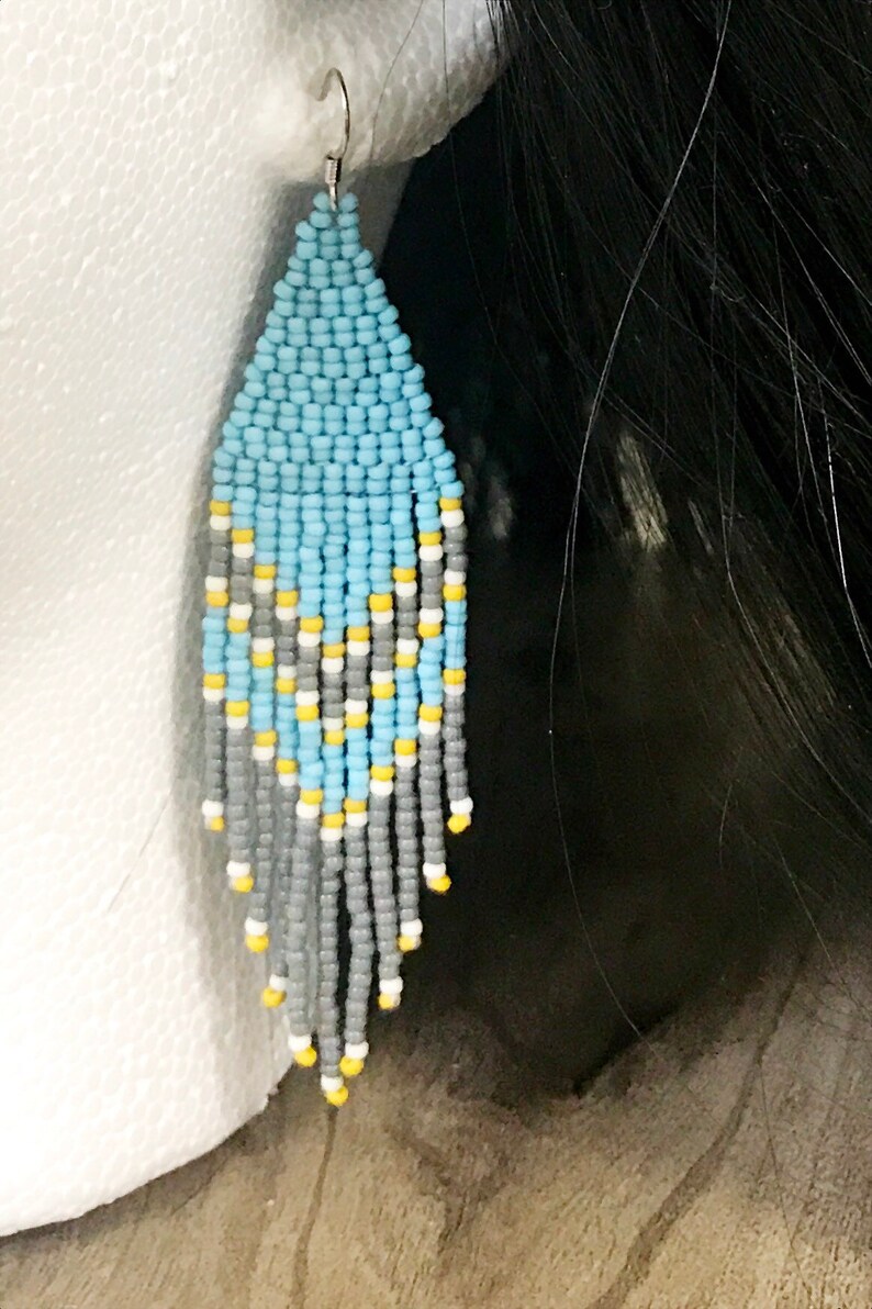 Blue Seed Bead Earrings - Etsy