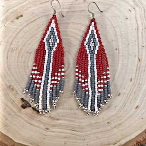 Red seed bead earrings