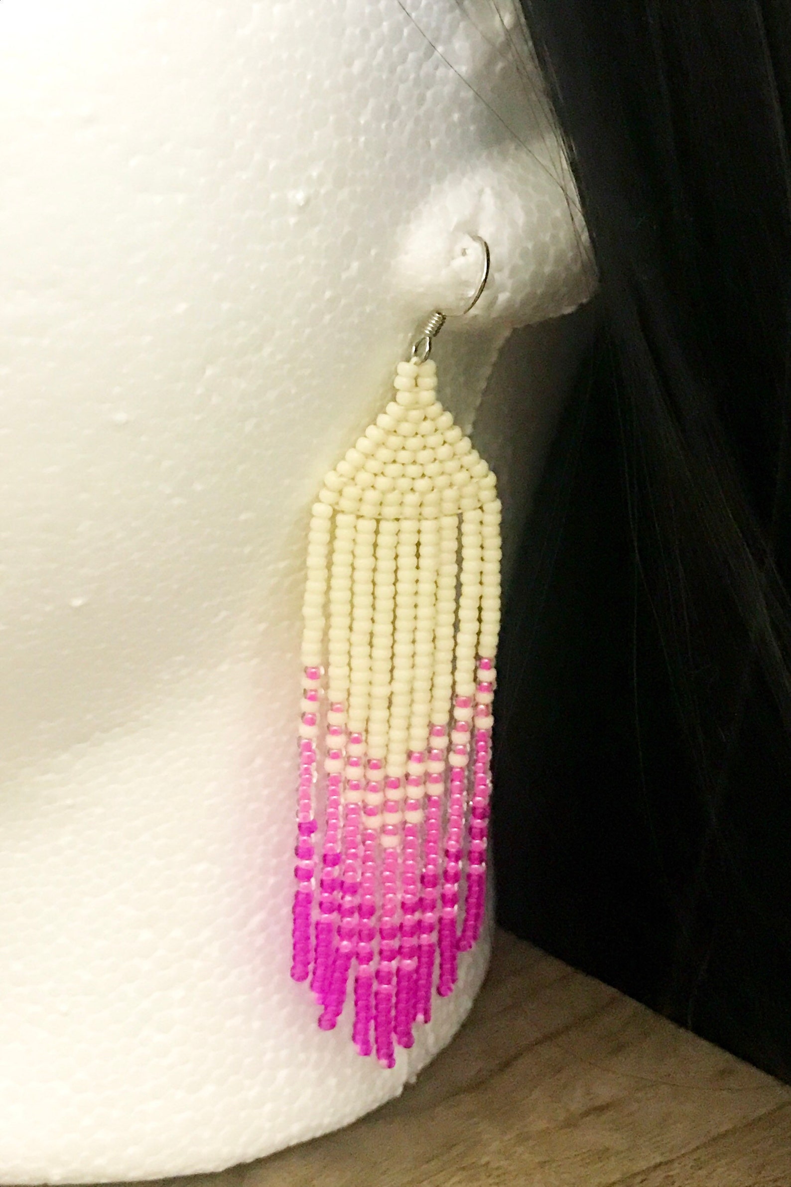 Pink Seed Bead Earrings Etsy