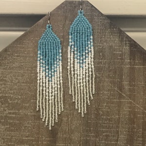 Blue Seed Bead Earrings