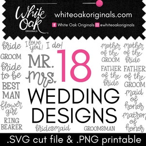 Wedding 18-in-1 SVG cut file & PNG printable BUNDLE