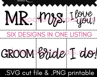 Wedding 6-in-1 SVG cut file & PNG printable BUNDLE