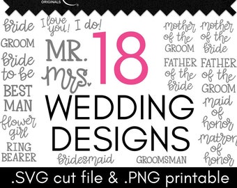 Wedding 18-in-1 SVG cut file & PNG printable BUNDLE