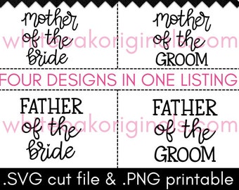 Wedding 4-in-1 SVG cut file & PNG printable BUNDLE