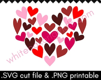 Hearts SVG cut file & PNG printable