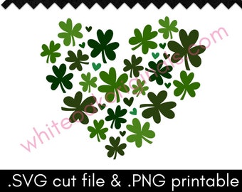 Shamrocks Heart SVG cut file & PNG printable