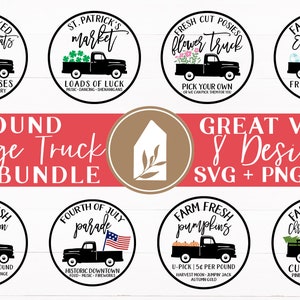 Vintage Truck SVG Bundle, Round Sign SVG Bundle, Commercial Use, Digital Cut Files