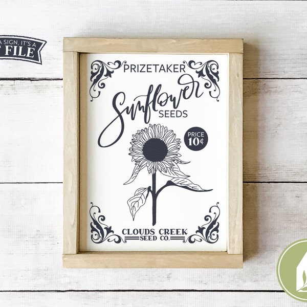 Sunflower Seed Packet SVG Files, Vintage SVG, Farmhouse svg, Summer svg, Hand-lettered svg, Cutting Files, Commercial Use, Digital Cut Files