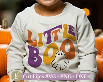 Little Boo SVG, Kids Retro Halloween Shirt SVG, Ghost SVG, Commercial Use, Digital Cut Files