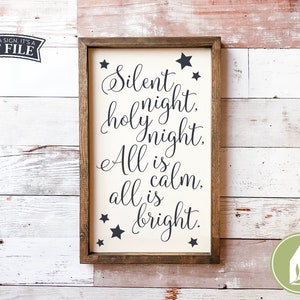 Archivos SVG, Noche de Paz, Noche Santa, Navidad svg, Diseño de letreros de madera, Archivos vectoriales, Decoración navideña rústica, Uso comercial, Archivo digital