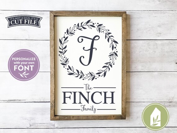 Download Wreath Monogram Svg Family Name Svg Last Name Svg Farmhouse Etsy