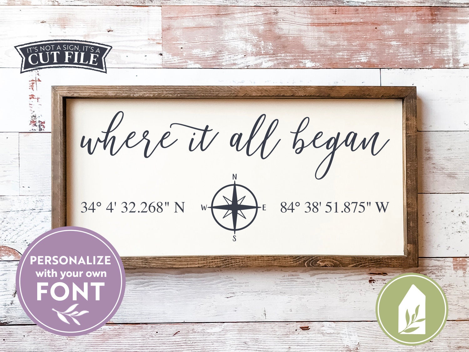 SVG Files, Where It All Began svg, Longitude Latitude svg, Love svg, Farmhouse svg, GPS Coordinate svg, Commercial Use, Digital File