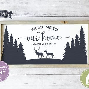 Fichiers SVG, svg Bienvenue chez nous, nom de famille, cerf svg, svg chasse, plein air svg, svg automne, usage commercial, téléchargement immédiat