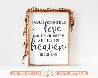 Because Someone We Love is in Heaven svg, In Memory Of svg, Heaven in Our Home svg, Farmhouse svg, Memorial svg, Condolences svg