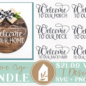 Round Welcome Sign SVG Bundle, Front Porch SVG Bundle, Commercial Use, Digital Cut Files