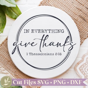 Door Hanger SVG, In Everything Give Thanks SVG Files, Thanksgiving Sign SVG, Instant Download