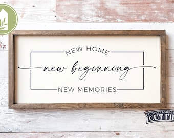 New Home New Beginning SVG, Wood Sign SVG, Real Estate Agent svg, Commercial Use, Digital Cut Files