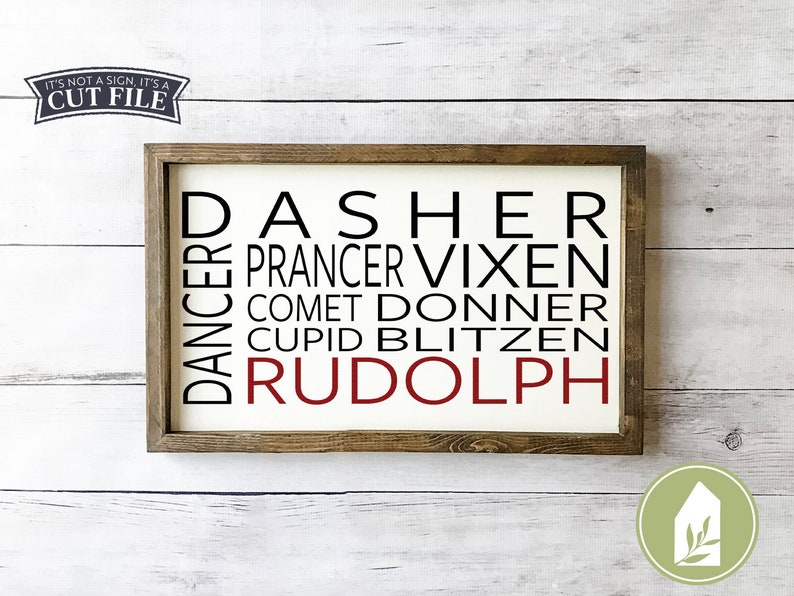 Download SVG Files Reindeer Names svg Christmas svg Wood Sign | Etsy