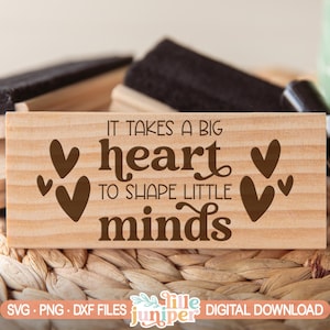 It Takes a Big Heart SVG, Eraser SVG, To Shape Little Minds, Back to School SVG, Teacher Gift SVG, Commercieel gebruik, Digitale snijbestanden