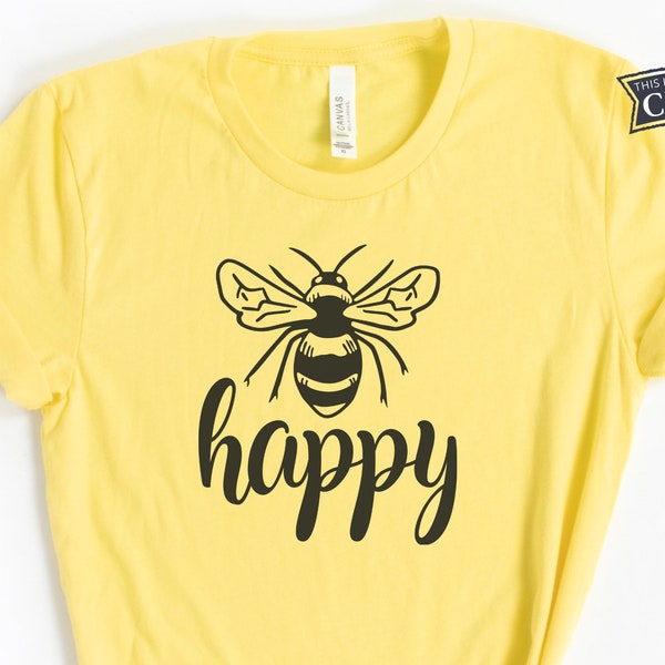 Bee Happy SVG Files, Honeybee svg, SVGs for Women, HTV Design, Commercial Use, Digital Cut Files