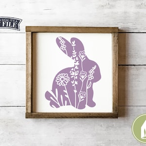 Floral Bunny SVG Files, Wildflower Rabbit svg, Easter svg, Easter svg, Farmhouse, Wood Sign svg, Commercial Use, Digital Cut Files