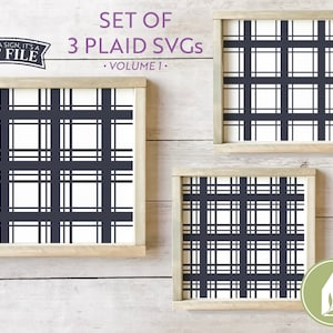 SVG-bundel, één kleur geruite SVG, set van 3, boerderij-svg, rustieke svg, gesneden bestanden, png-bestanden, commercieel gebruik, digitale snijbestanden