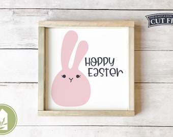 Hoppy Easter SVG, Easter Bunny Sign SVG, Easter Wood Sign SVG Files, Farmhouse svg, Commercial Use, Digital Cut Files