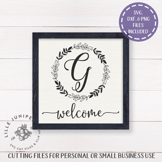 Download Wreath Monogram SVG Family Name svg Initial svg Welcome | Etsy