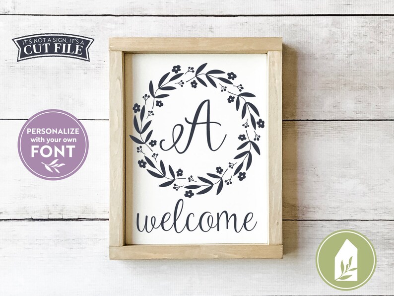 Download Spring Welcome Wreath SVG Family Name svg Initial svg | Etsy