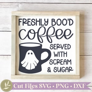 Lustiger Halloween-Geist SVG Frisch Kaffee SVG Lustiges Kaffee Zeichen SVG, kommerzielle Nutzung, Sofort Download